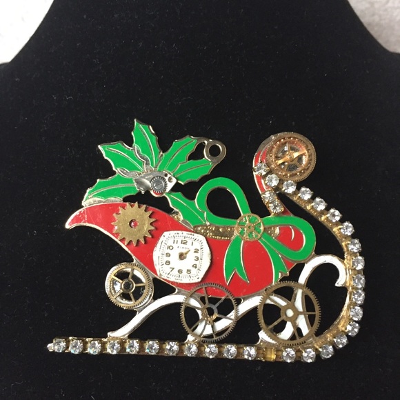 Vintage G Duchin Redesigned Singed Sleigh Pin - Picture 1 of 5